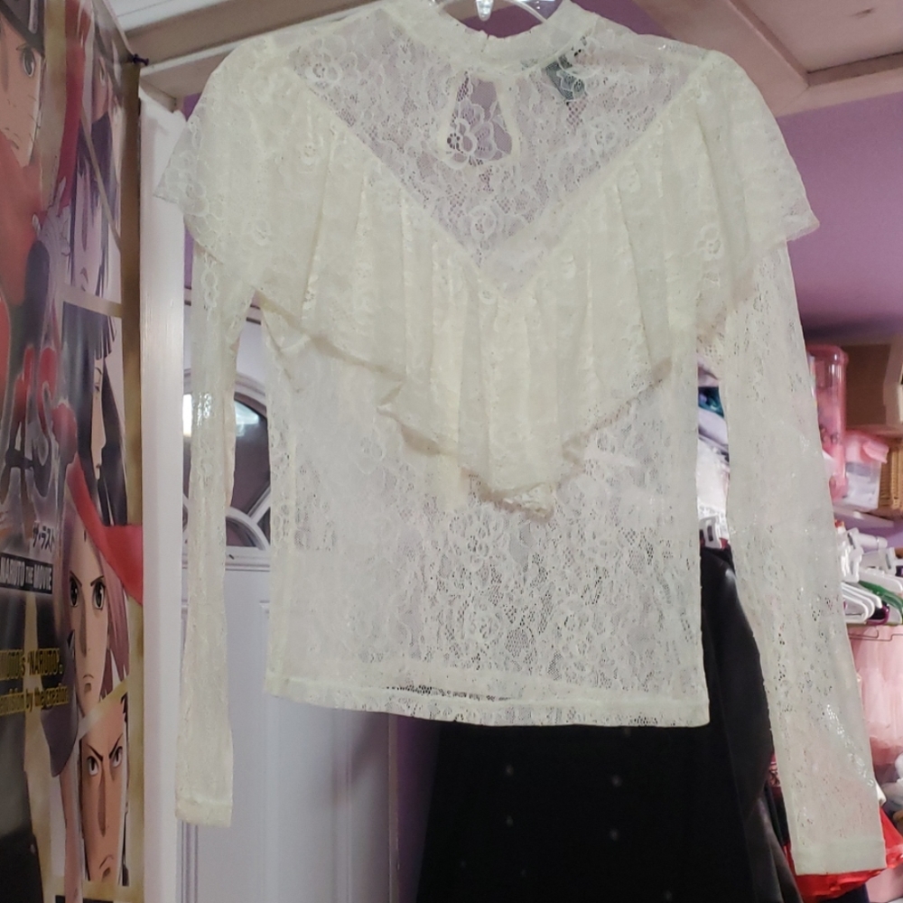 Sheer Lace Victorian Forever 21 Blouse